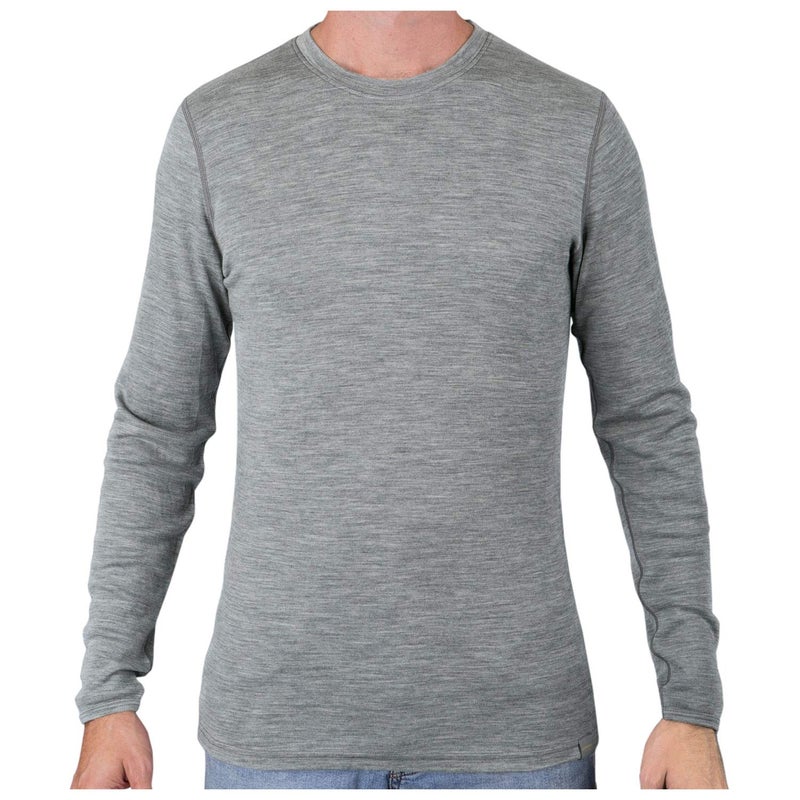 MERIWOOL Mens Base Layer - 100% Merino Wool Midweight Long Sleeve Thermal Shirt - Gray Heather - Image 1